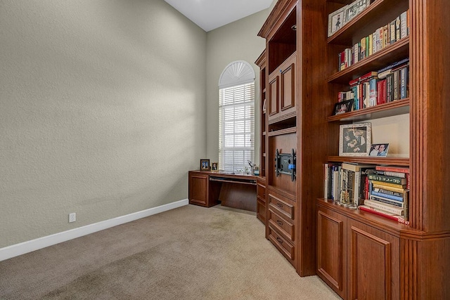 6496 San Michel Way, Delray Beach, FL 33484 - office space featuring light carpet, a textured wall, and built in study area