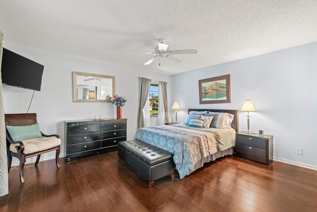 10263 N Circle Lake Dr Unit 201, Boynton Beach, FL 33437 - bedroom with wood finished floors, a textured ceiling, and ceiling fan