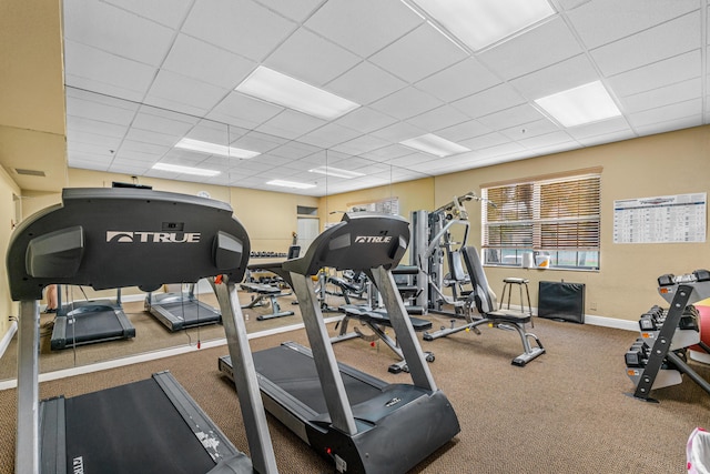 10263 N Circle Lake Dr Unit 201, Boynton Beach, FL 33437 - exercise room with a paneled ceiling and carpet
