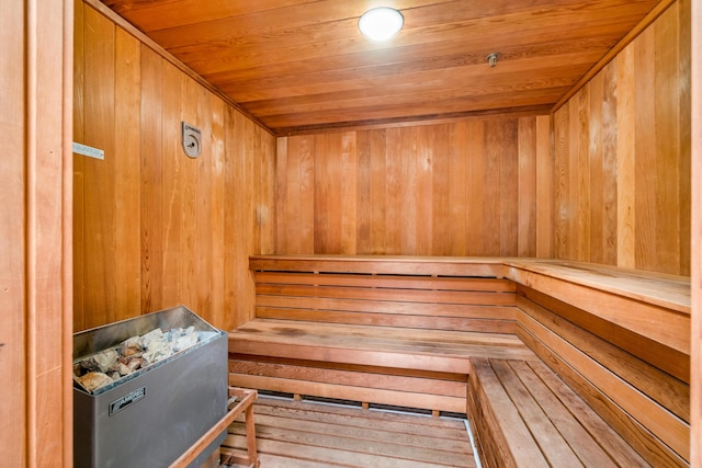 10263 N Circle Lake Dr Unit 201, Boynton Beach, FL 33437 - relaxing sauna featuring wood ceiling and wooden walls