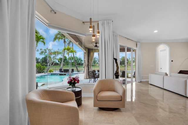 718 Edgebrook Ln, West Palm Beach, FL 33411 - sitting room with a ceiling fan and recessed lighting