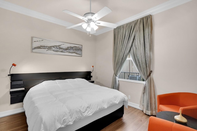718 Edgebrook Ln, West Palm Beach, FL 33411 - bedroom featuring crown molding, wood finished floors, and a ceiling fan