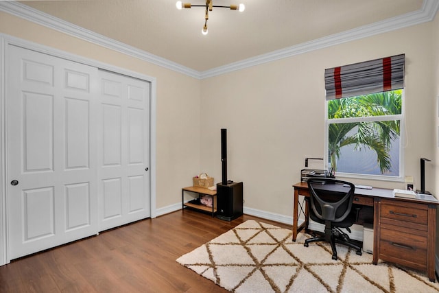 718 Edgebrook Ln, West Palm Beach, FL 33411 - home office featuring ornamental molding and wood finished floors