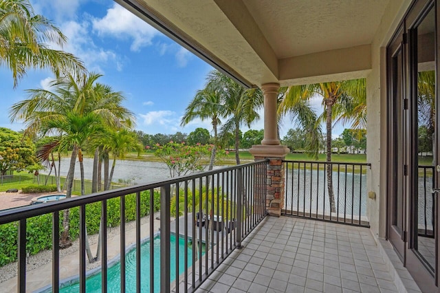 718 Edgebrook Ln, West Palm Beach, FL 33411 - balcony featuring a water view and view of pool area