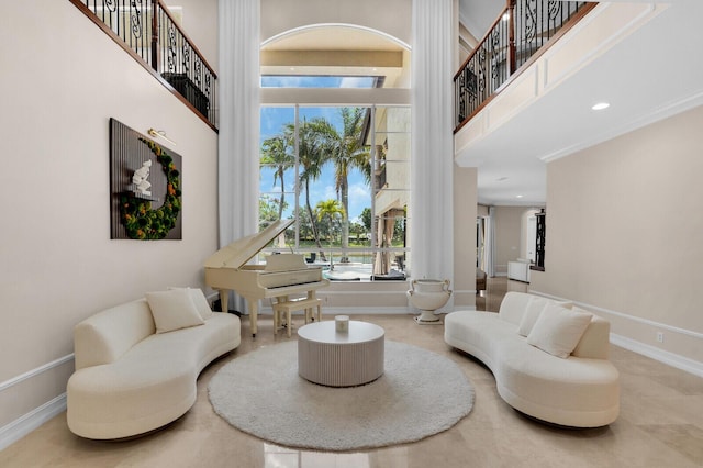 718 Edgebrook Ln, West Palm Beach, FL 33411 - sitting room featuring a towering ceiling, plenty of natural light, and recessed lighting
