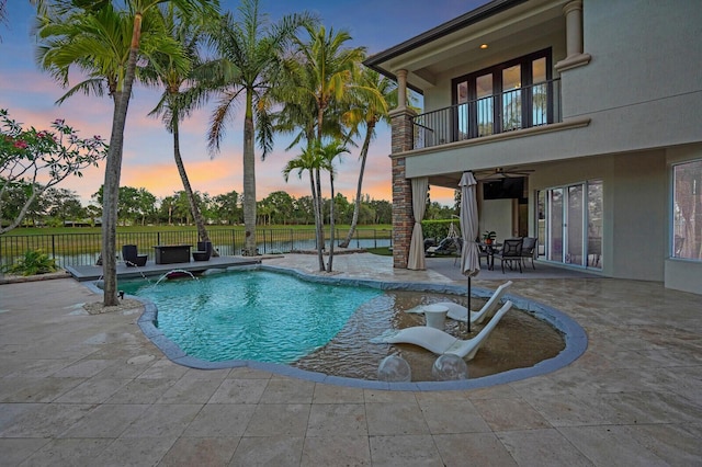 718 Edgebrook Ln, West Palm Beach, FL 33411 - view of swimming pool with a ceiling fan and a patio area