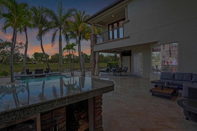 718 Edgebrook Ln, West Palm Beach, FL 33411 - view of swimming pool featuring outdoor lounge area, a patio area, ceiling fan, and outdoor dining area