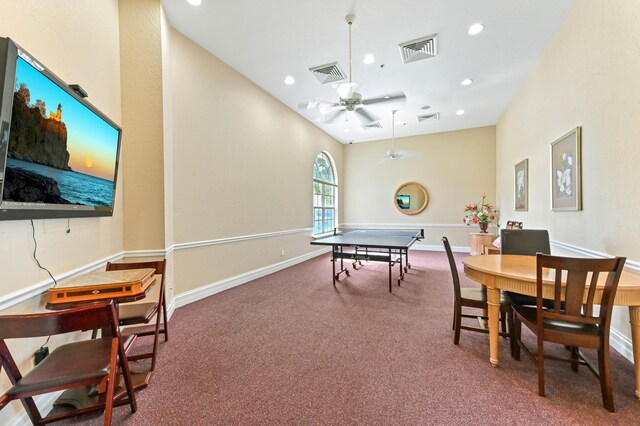 8404 Long Bay, West Palm Beach, FL 33411 - playroom with ceiling fan, carpet floors, and recessed lighting