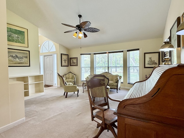 13021 150th Ct N, Jupiter, FL 33478 - office with a ceiling fan, light carpet, and lofted ceiling