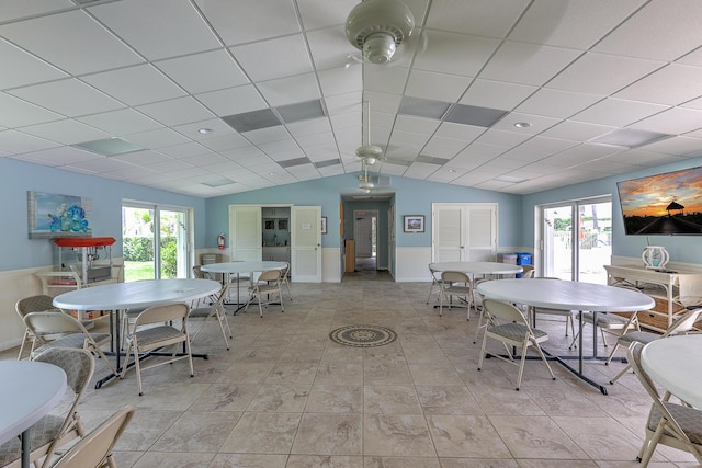 4452 NE Ocean Blvd Unit C2, Jensen Beach, FL 34957 - dining space with lofted ceiling and healthy amount of natural light