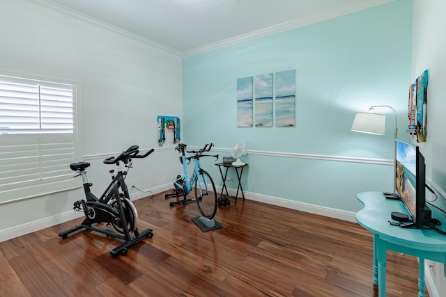 1101 SW Kickaboo Rd, Port Saint Lucie, FL 34953 - exercise room featuring ornamental molding and wood finished floors