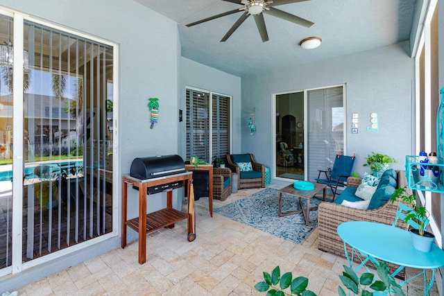 1101 SW Kickaboo Rd, Port Saint Lucie, FL 34953 - view of patio / terrace featuring a ceiling fan and an outdoor hangout area