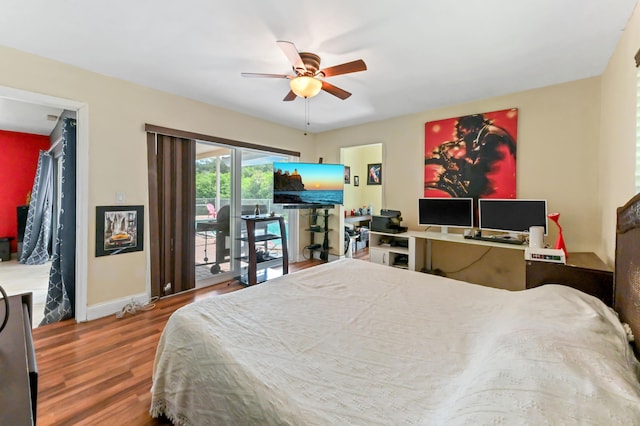 3560 SW 63rd Ave, Miramar, FL 33023 - bedroom featuring wood finished floors, access to outside, and a ceiling fan