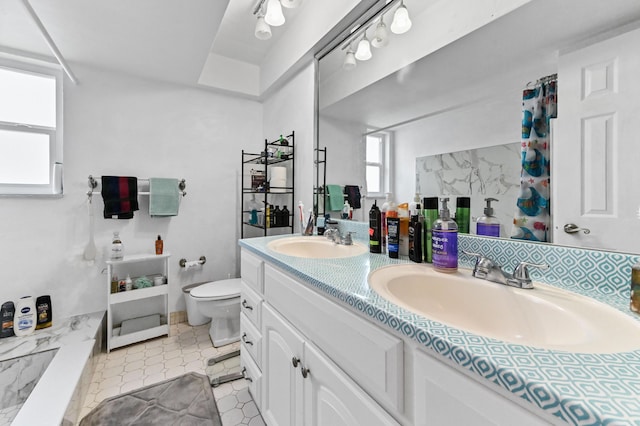 3560 SW 63rd Ave, Miramar, FL 33023 - full bath featuring double vanity, curtained shower, and tile patterned floors