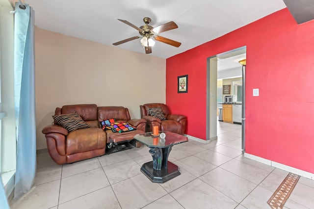 3560 SW 63rd Ave, Miramar, FL 33023 - living room featuring ceiling fan and light tile patterned flooring