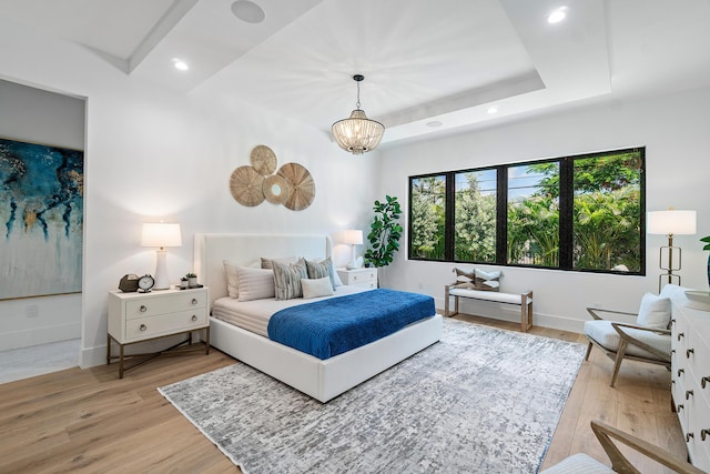 17 NW 15th St, Delray Beach, FL 33444 - bedroom with light wood finished floors, recessed lighting, and a chandelier