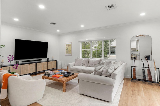 674 NW Library Commons Way, Boca Raton, FL 33432 - living room featuring crown molding, wood finished floors, and recessed lighting