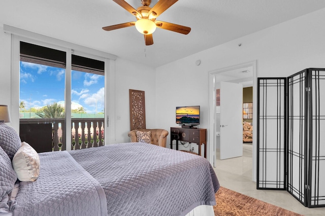 700 Ocean Royale Way Unit 202, Juno Beach, FL 33408 - bedroom featuring access to outside and a ceiling fan