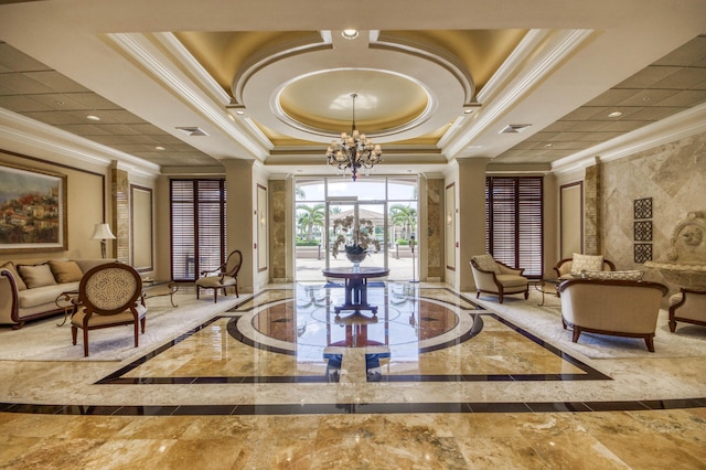 700 Ocean Royale Way Unit 202, Juno Beach, FL 33408 - community lobby with ornamental molding and recessed lighting