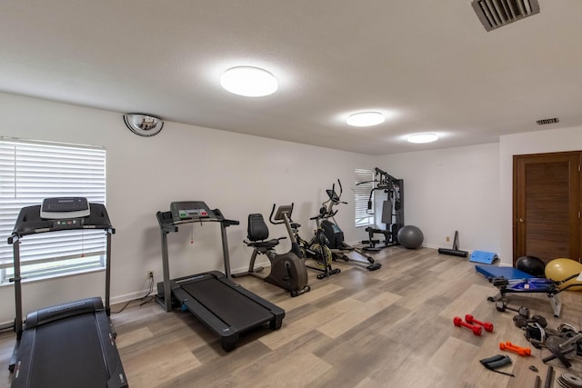 1428 SE 4th Ave Unit 127, Deerfield Beach, FL 33441 - workout area with light wood finished floors and baseboards