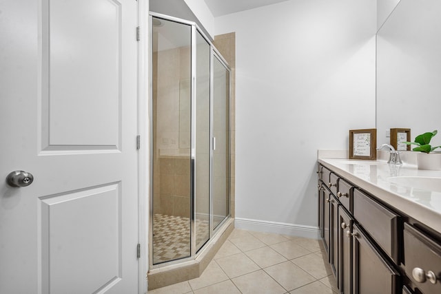 8274 Cascada Isles Dr, Cooper City, FL 33024 - full bathroom featuring vanity, a shower stall, and tile patterned floors