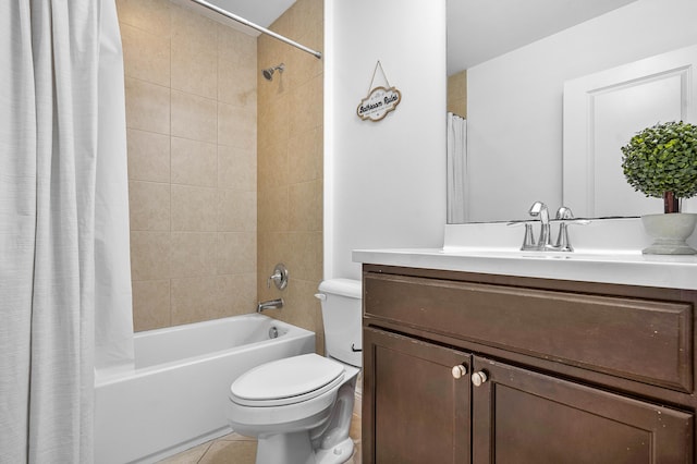 8274 Cascada Isles Dr, Cooper City, FL 33024 - full bathroom featuring vanity, shower / bathtub combination with curtain, and tile patterned flooring