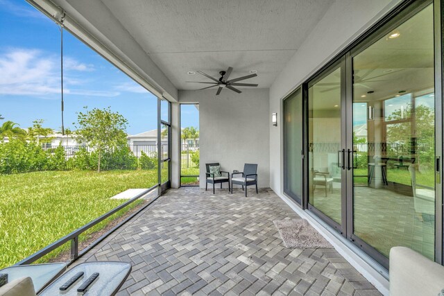 11535 SW Surf Springs Rd, Port Saint Lucie, FL 34987 - unfurnished bedroom with access to exterior, light carpet, recessed lighting, and a ceiling fan