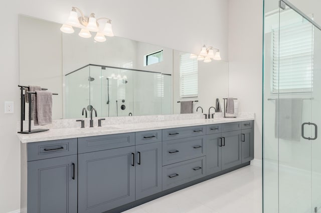 3153 SW Pond Apple St, Palm City, FL 34990 - bathroom featuring double vanity and a shower stall