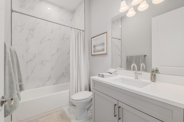 3153 SW Pond Apple St, Palm City, FL 34990 - full bathroom with vanity, marble finish flooring, and shower / tub combo with curtain