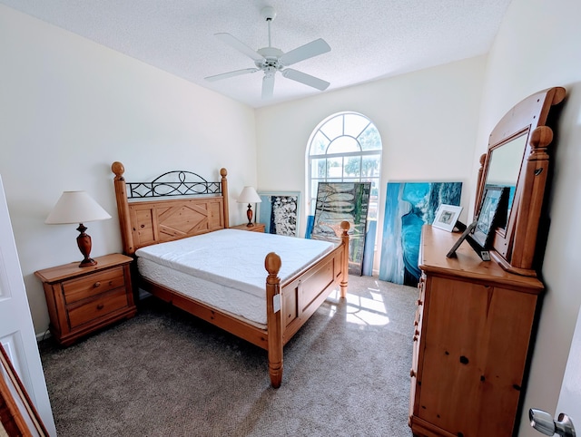 11857 Fountainside Cir, Boynton Beach, FL 33437 - bedroom with carpet floors, a textured ceiling, and ceiling fan