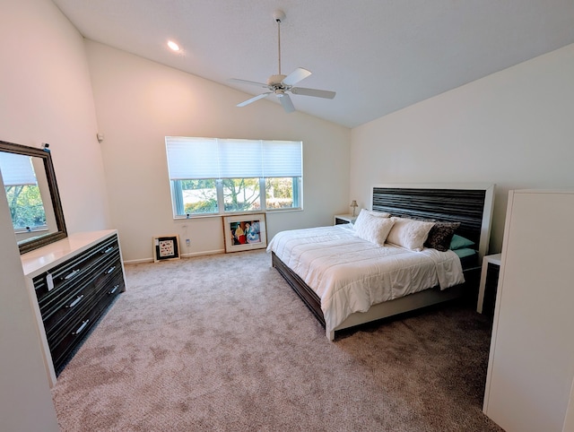 11857 Fountainside Cir, Boynton Beach, FL 33437 - carpeted bedroom with ceiling fan and high vaulted ceiling