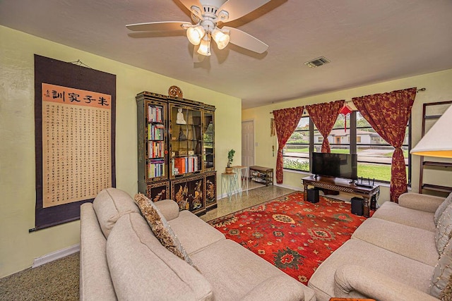1606 16th Ave N, Lake Worth Beach, FL 33460 - living room with baseboards and ceiling fan