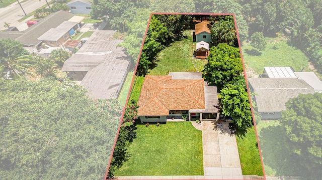 1606 16th Ave N, Lake Worth Beach, FL 33460 - aerial perspective of suburban area with property parcel outlined