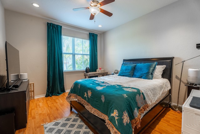 161 Lake Monterey Cir, Boynton Beach, FL 33426 - bedroom with light wood-type flooring, recessed lighting, and a ceiling fan