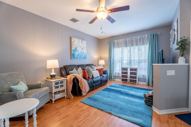 161 Lake Monterey Cir, Boynton Beach, FL 33426 - living area with ceiling fan and wood finished floors