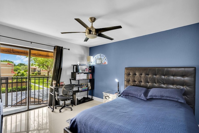 8291 Thames Blvd Unit C, Boca Raton, FL 33433 - bedroom featuring access to outside, a desk, and ceiling fan