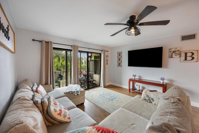 624 Sea Pine Way Unit A2, Greenacres, FL 33415 - living area featuring ceiling fan and wood finished floors