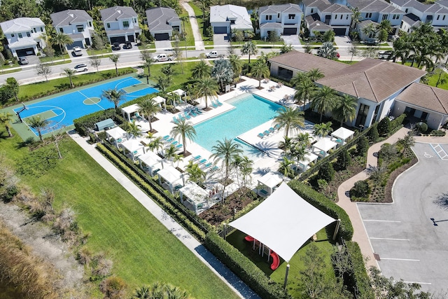 13214 Artisan Cir, Palm Beach Gardens, FL 33418 - aerial perspective of suburban area with a pool