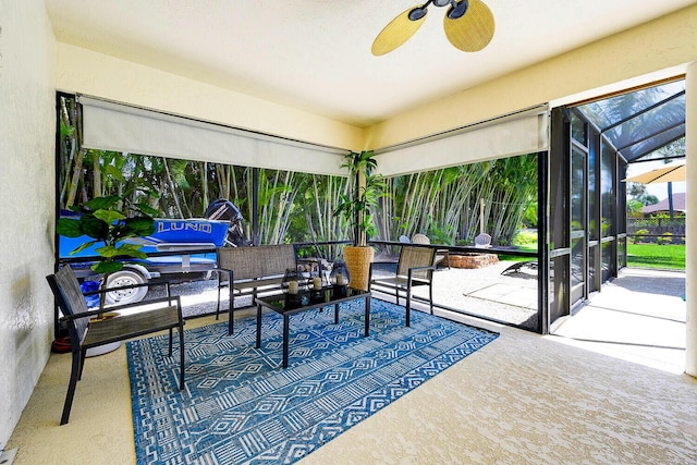 2282 NE Marlberry Ln, Jensen Beach, FL 34957 - sunroom / solarium with a ceiling fan and an outdoor hangout area