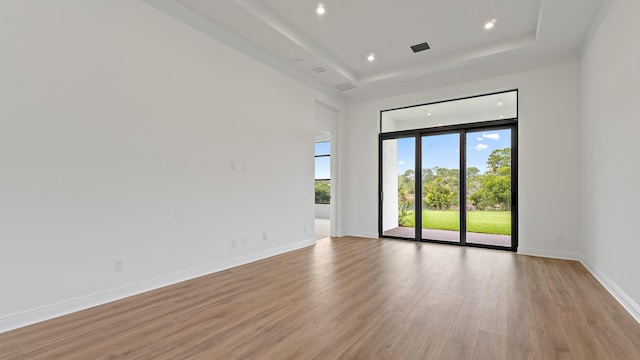 203 SE Via Sangro, Port Saint Lucie, FL 34952 - spare room with healthy amount of natural light, light wood-style floors, a tray ceiling, and recessed lighting