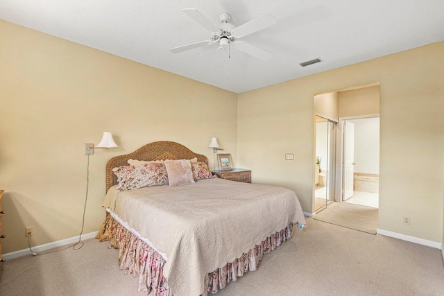 767 Windermere Way Unit 767, Palm Beach Gardens, FL 33418 - bedroom featuring carpet, connected bathroom, and ceiling fan