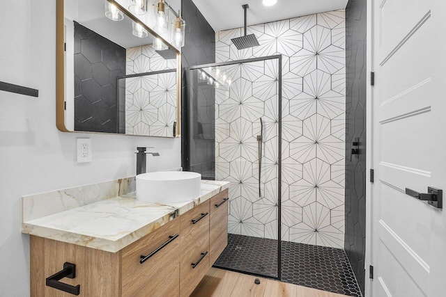 11533 Manatee Ter Unit 11533, Lake Worth, FL 33449 - full bath with vanity, a shower stall, and wood finished floors