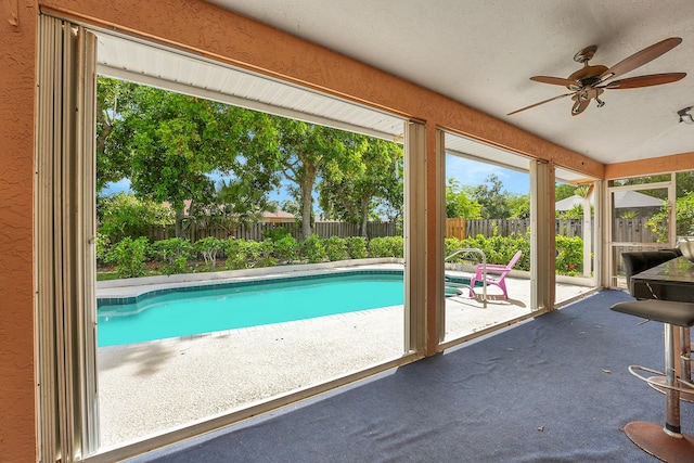 790 SE Ablett Ln, Port Saint Lucie, FL 34984 - view of swimming pool with a patio area, a ceiling fan, and a fenced backyard