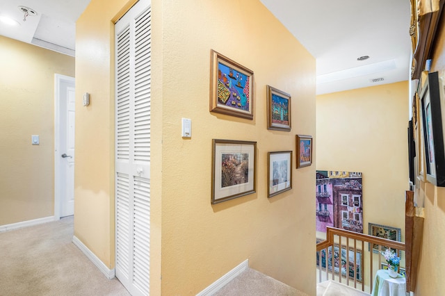 5404 E Pointe Villa Dr Unit 5406, Lighthouse Point, FL 33064 - corridor featuring light carpet and an upstairs landing
