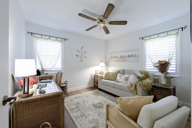 7626 Tahiti Ln Unit 104, Lake Worth, FL 33467 - living room with wood finished floors and ceiling fan
