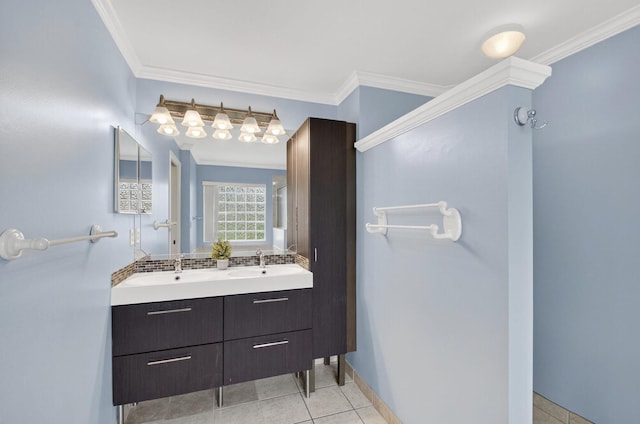 8182 Duomo Cir, Boynton Beach, FL 33472 - full bath with ornamental molding, double vanity, and tile patterned flooring