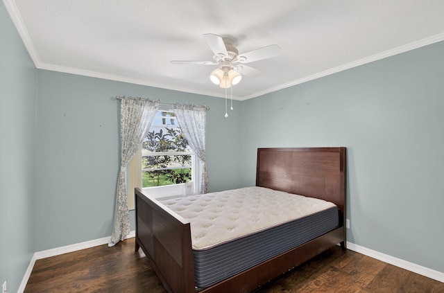 8182 Duomo Cir, Boynton Beach, FL 33472 - bedroom with wood finished floors, ornamental molding, and a ceiling fan