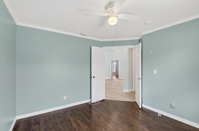 8182 Duomo Cir, Boynton Beach, FL 33472 - empty room with wood finished floors, a ceiling fan, and crown molding