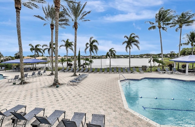 8182 Duomo Cir, Boynton Beach, FL 33472 - community pool with a patio and a gazebo