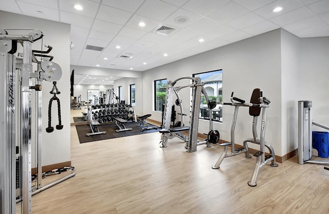 8182 Duomo Cir, Boynton Beach, FL 33472 - gym featuring wood finished floors and a paneled ceiling